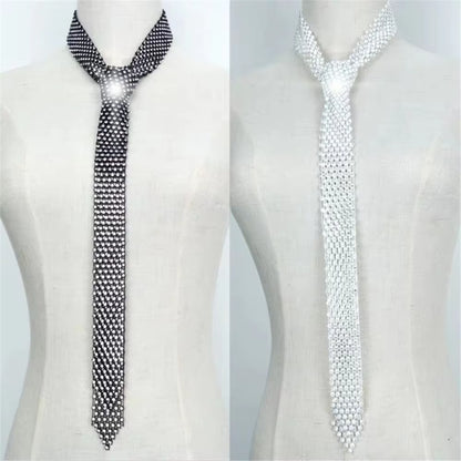 New Design Bling Long Scarf Neckerchiefs Rhinestone Tie Choker Necklace for Women Luxury Crystal Necktie Collar Necklace Jewelry