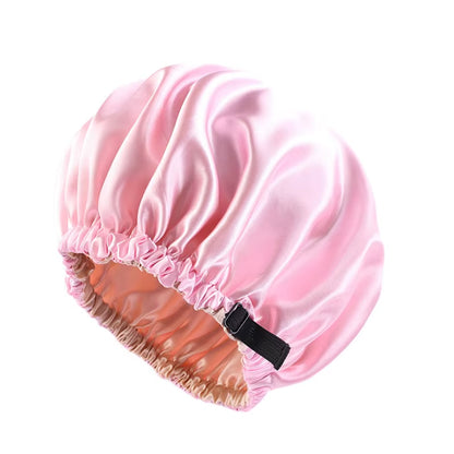 2Pcs Set Large Satin Bonnet Silk Night Sleeping Cap Long Satin Bonnet with Head Tie Band Bonnet Edge Wrap for Women Hair
